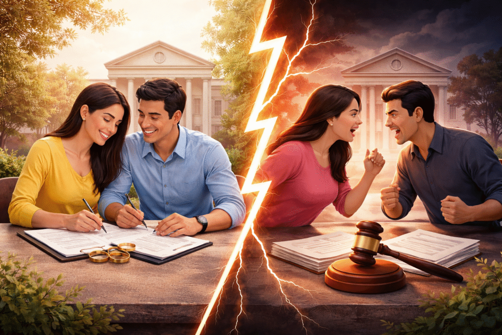 Divided by conflict in court